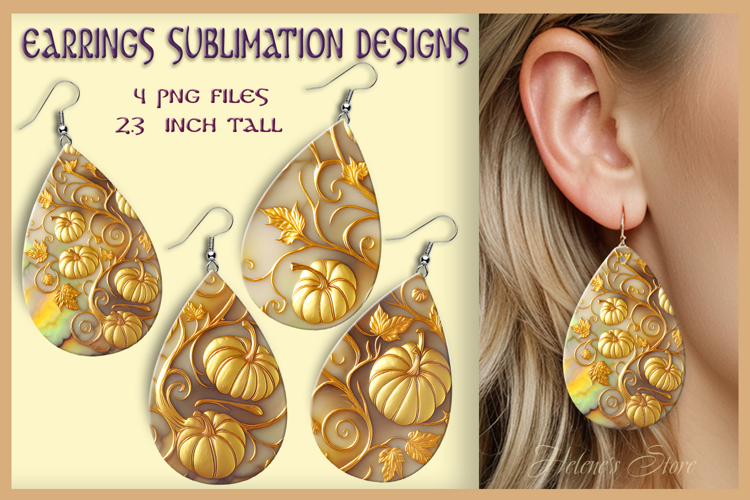 Autumn Pumpkin earrings | Fall Teardrop earring sublimation