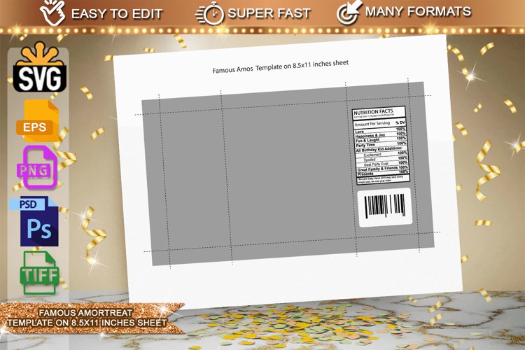 Famous Amos template, 40g Template example image 1