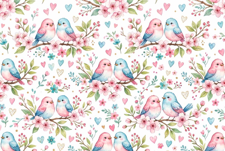 Watercolor seamless repeat pattern Mothers Day