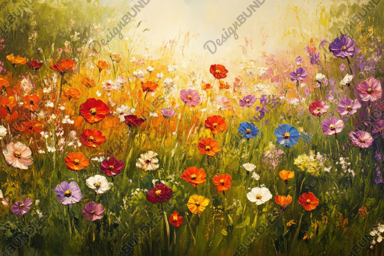 Oil Painting of Wildflowers Background Wallpaper