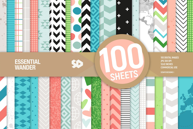Essential Wander digital paper pack. 100 papers.