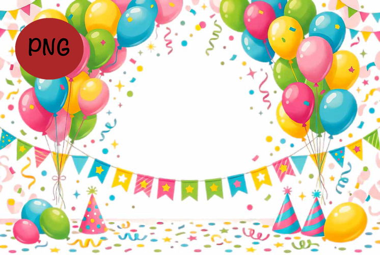invitation balloon and confetti PNG