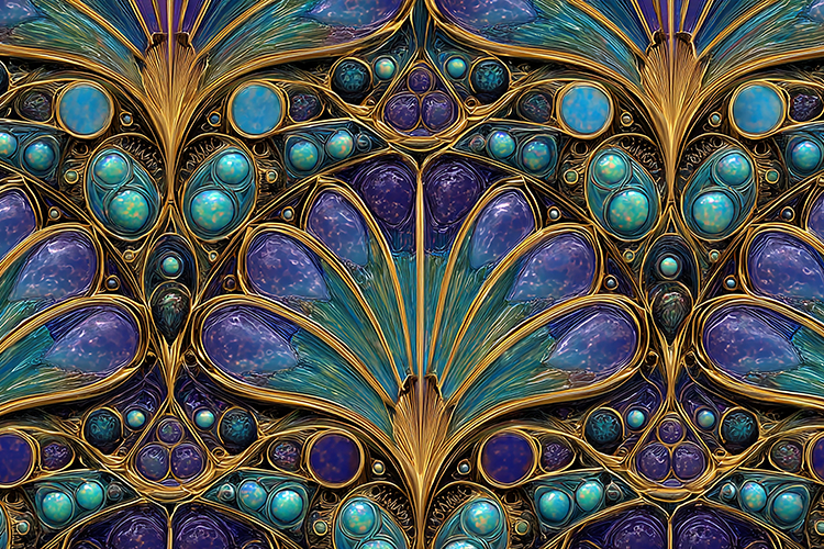 Luxe Art Nouveau Gemstone Pattern