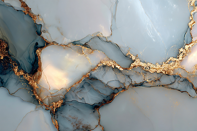 Blue Gray Marble with Gold Veins