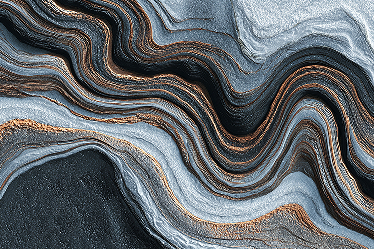 Abstract Black and Grey Marble Texture with Copper Veins