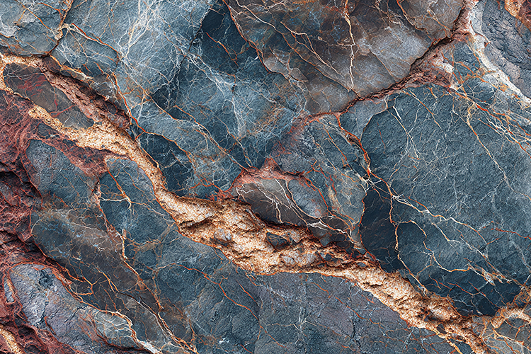 Dark Blue Marble Texture with Copper Veins