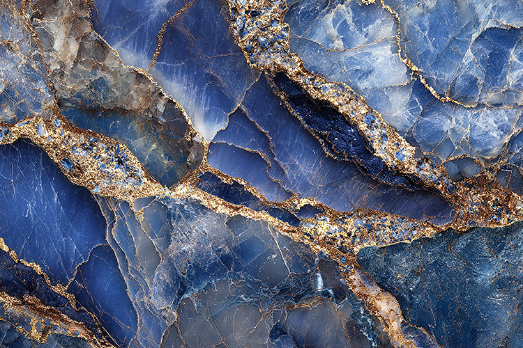 Luxury Blue Marble with Gold Veins
