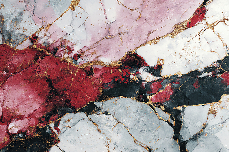 Luxury Red Pink Marble with Gold Veins