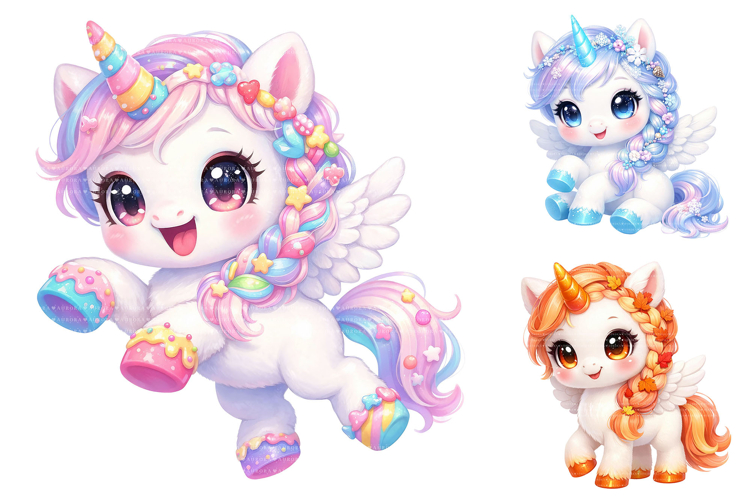 Kawaii Pastel Unicorn Clipart Bundle XL