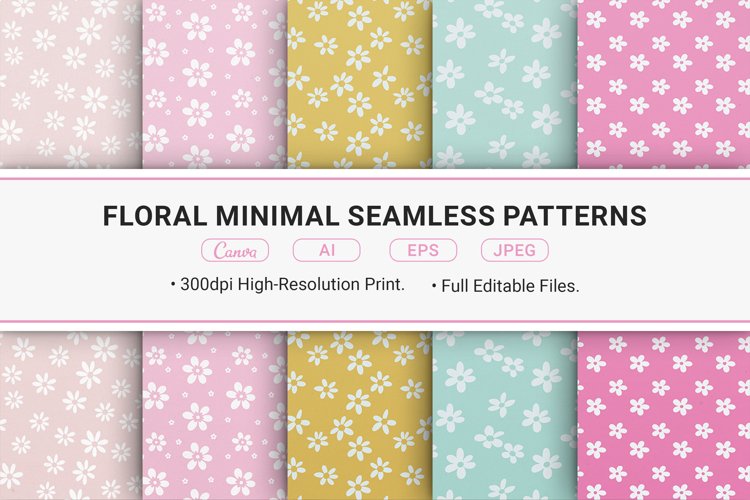 Floral Minimal Seamless Patterns example image 1