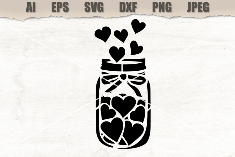Stencil Jar with hearts
