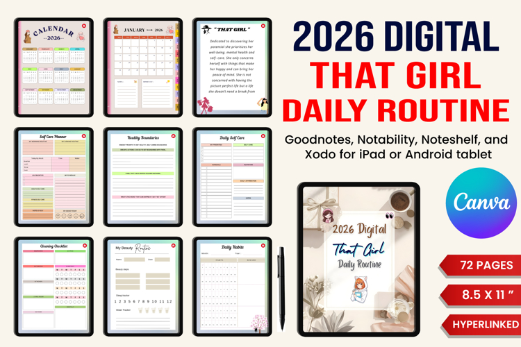 2026 Digital “That Girl Daily Routine Planner