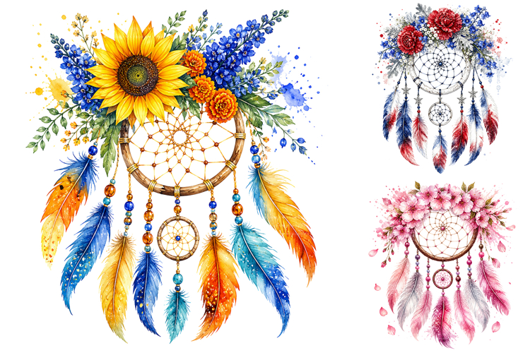Boho Dreamcatchers PNG Bundle example image 1