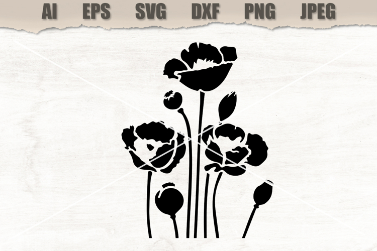 Stencil Poppy Flowers