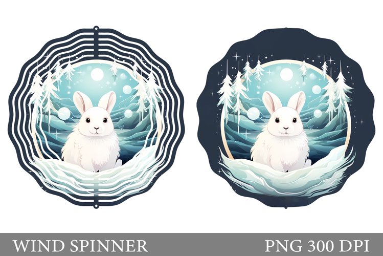 Bunny Spinner Sublimation. Bunny Winter Wind Spinner Design