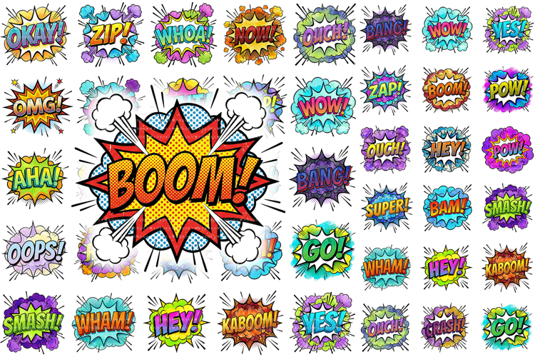 Retro Comic Book Speech Bubbles, Pop Art Graphics
