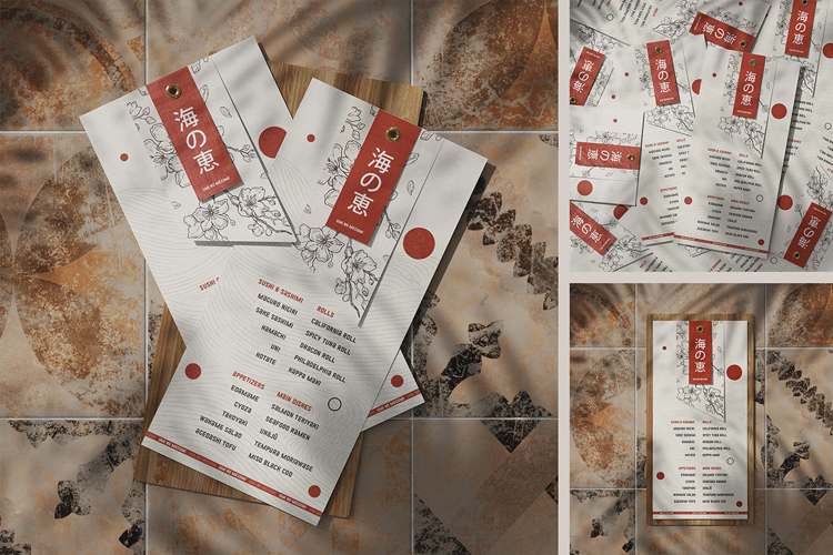 Tag-Style Menu with Eyelet Mockup
