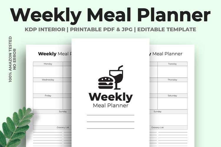 Weekly Meal Planner KDP Interior