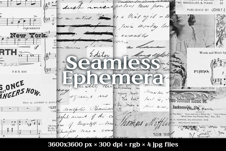 Seamless Vintage Digital Paper, Black & White Scrapbooking