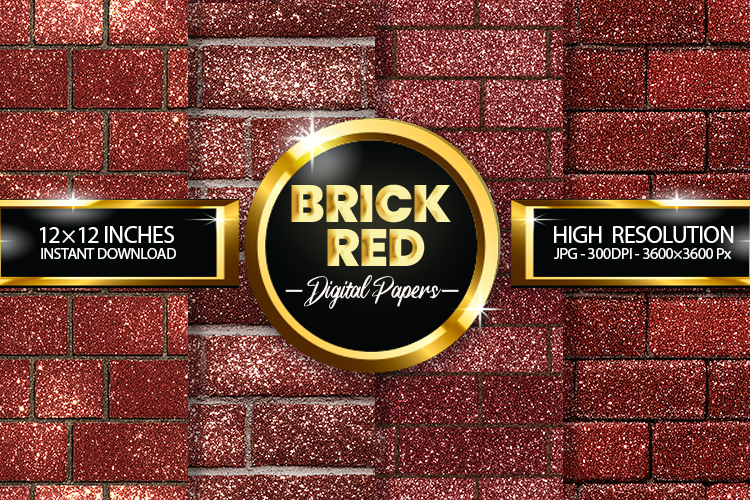 Brick Red Glitter Digital Papers - 04 Variations