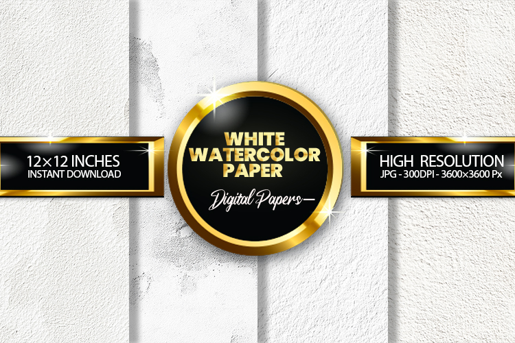 White Watercolor Paper Digital Papers - 04 Variatiions