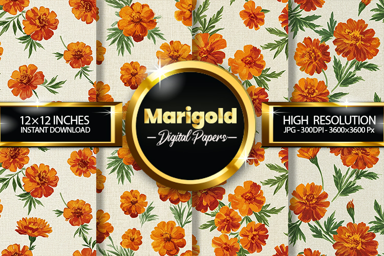 Marigold Flower Digital Papers - 04 Variations