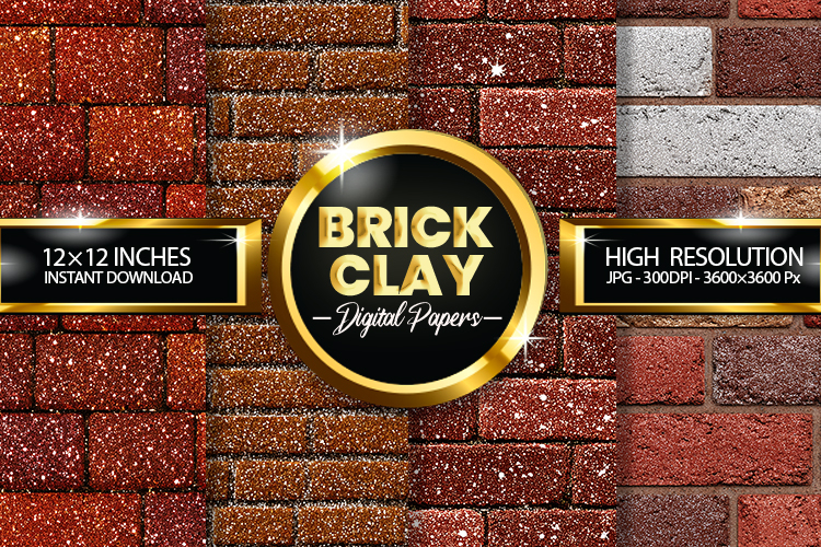 Brick Clay Glitter Digital Papers - 04 Variations