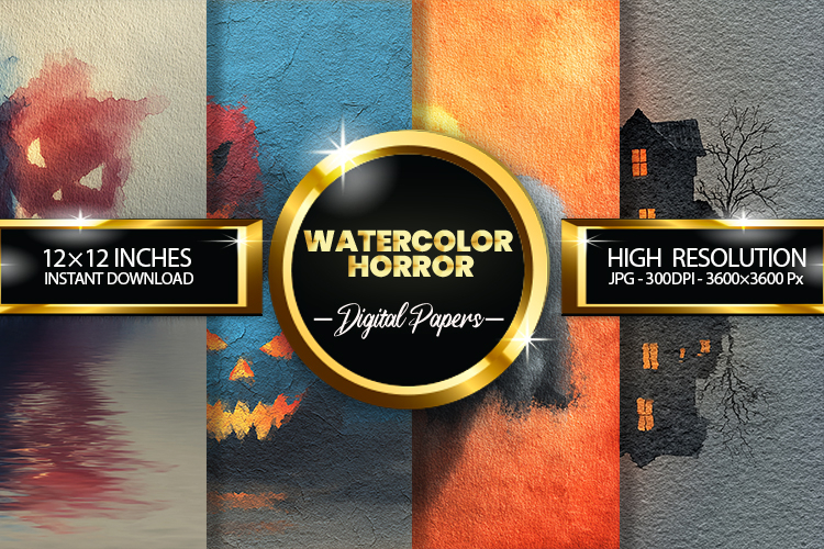 Watercolor Horror Digital Papers - 04 Variati
