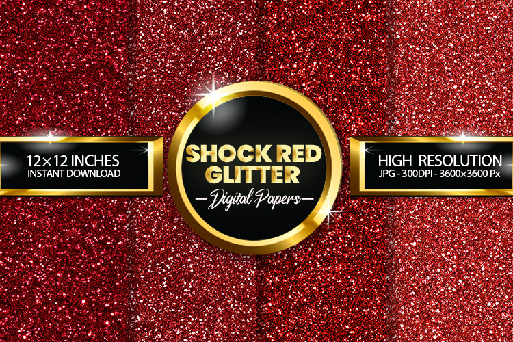 Shock Red Glitter Digital Papers - 04 Variations