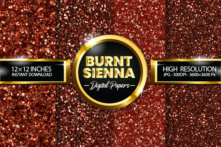 Burnt Sienna Glitter Digital Papers - 04 Variations