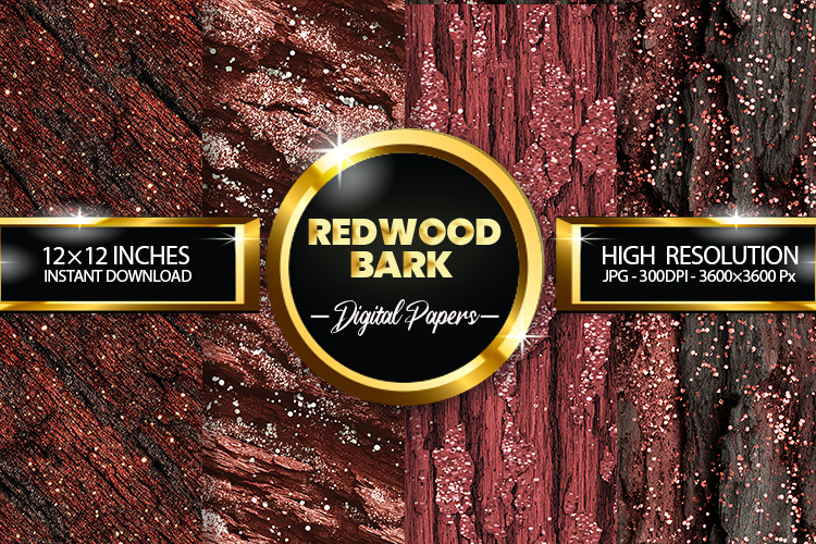 Redwood Bark Glitter Digital Papers - 04 Variations