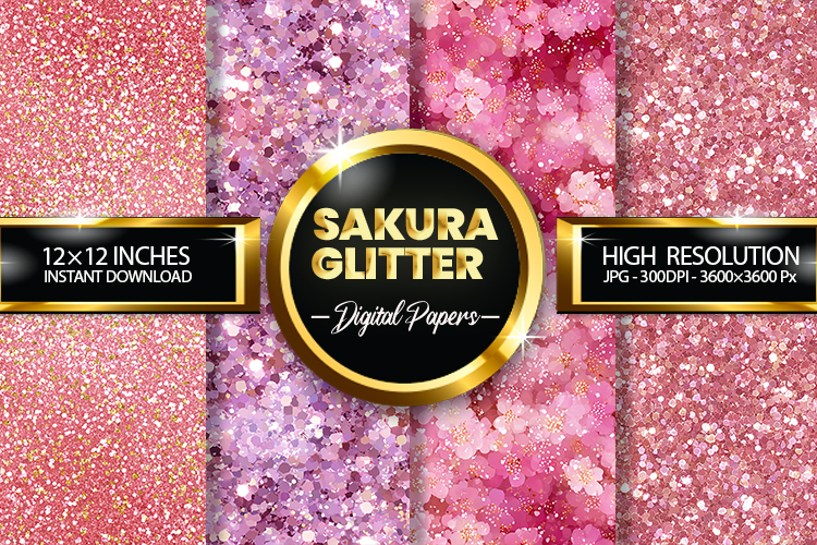 Sakura Glitter Digital Papers - 04 Variations