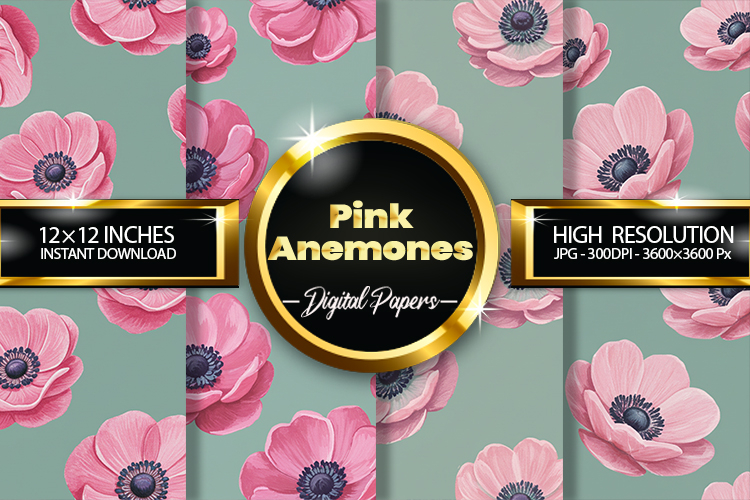 Pink Anemones Digital Papers - 04 Variations