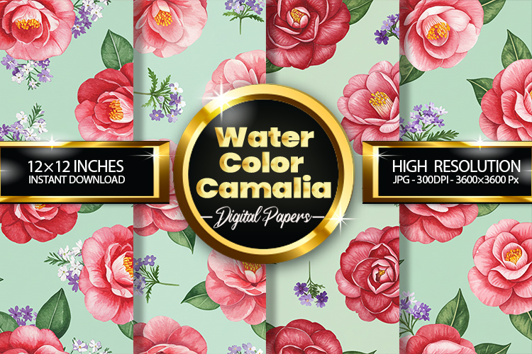Watercolor Camalia Digital Papers - 04 Variations