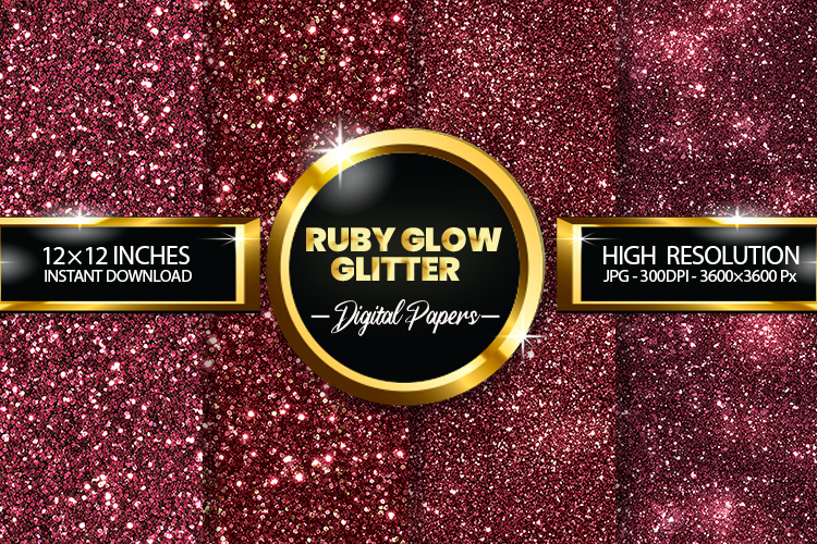 Ruby Glow Glitter Digital Papers - 04 Variations