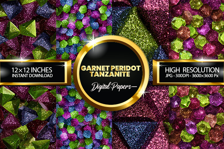 Garnet Peridot Tanzanite Glitter Digital Papers