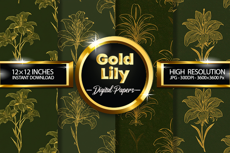 Gold Lily Digital Papers - 04 Variations