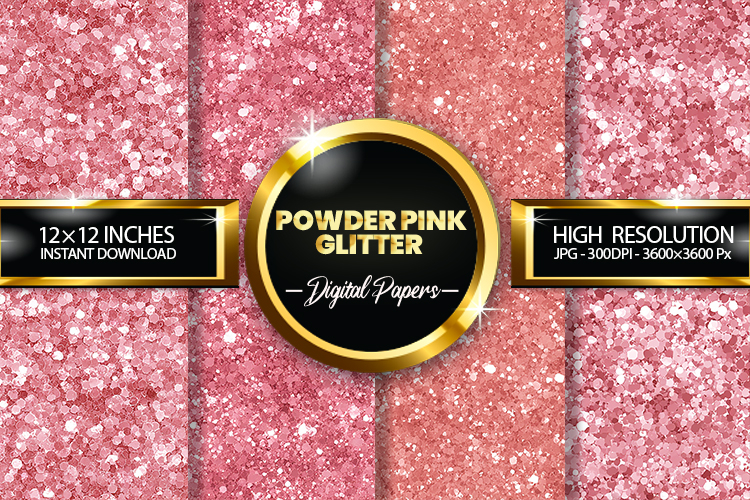 Powder Pink Glitter Digital Papers - 04 Variations