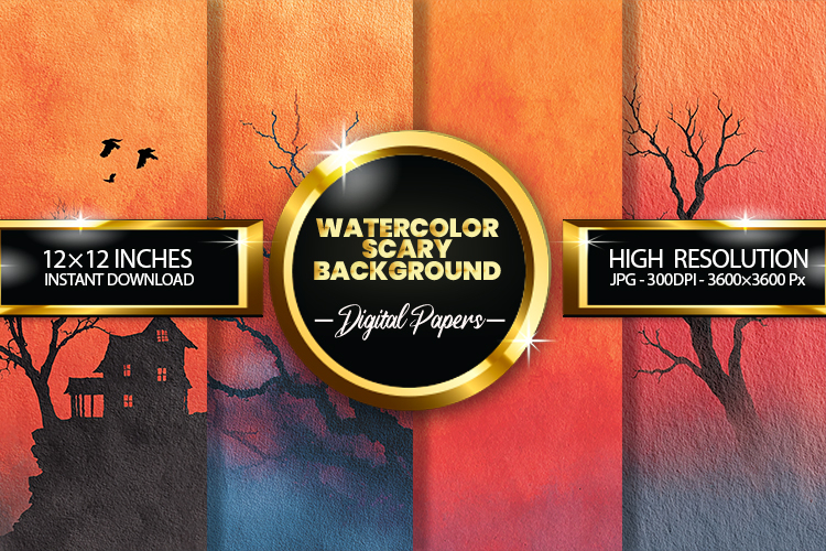 Watercolor Scary Background Digital Papers - 04 Variations