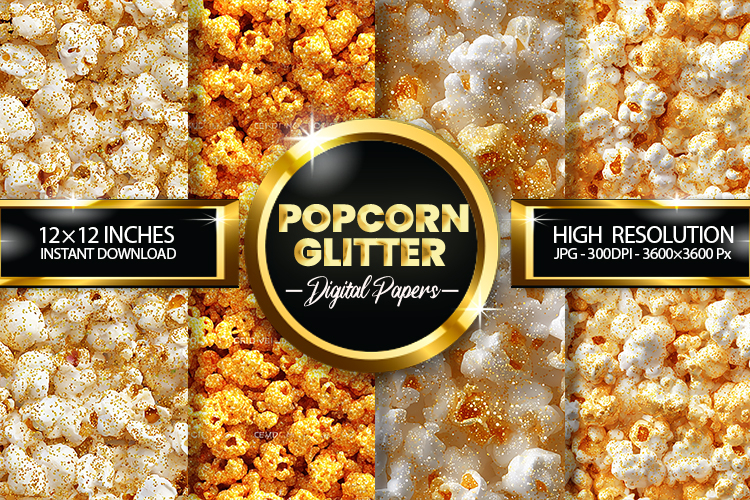 Popcorn Glitter Digital Papers - 04 Variations
