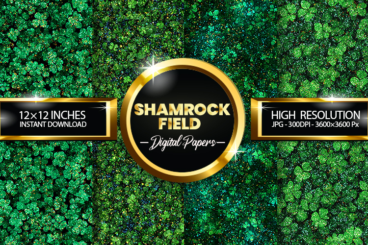 Shamrock Field Glitter Digital Papers - 04 Variations