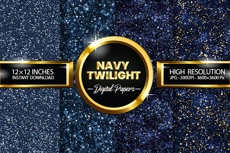 Navy Twilight Glitter Digital Papers - 04 Variations