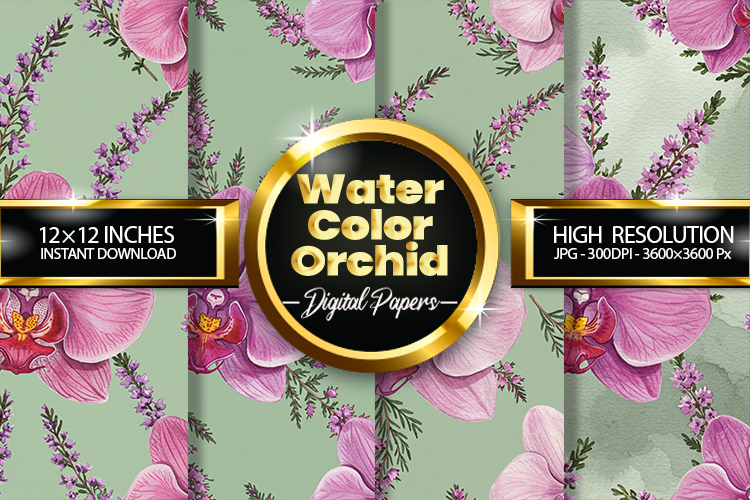 Watercolor orchid Digital Papers - 04 Variations