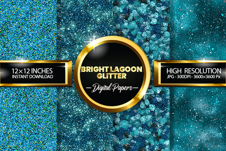 Bright Lagoon Glitter Digital Papers - 04 Variations