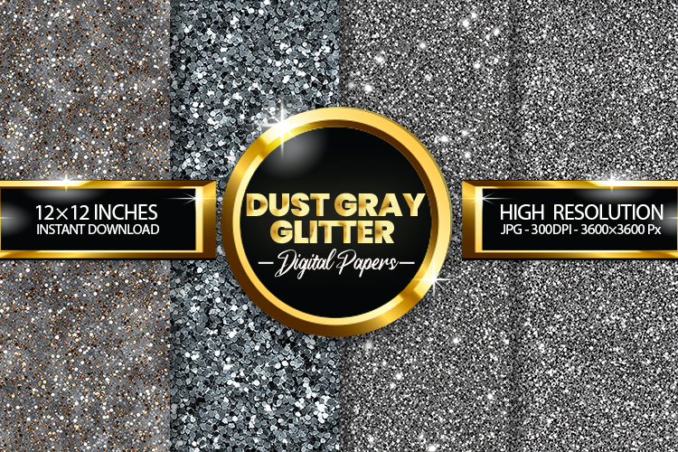 Dust Gray Glitter Digital Papers - 04 Variations