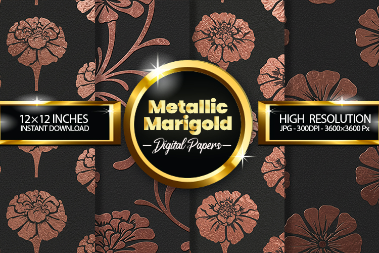 Metallic Marigold Digital Papers - 04 Variations