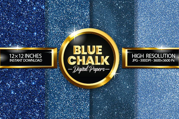 Blue Chalk Glitter Digital Papers - 04 Variations