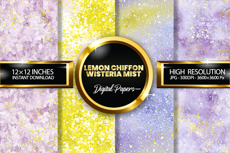Lemon Chiffon Wisteria Mist Glitter Digital Papers