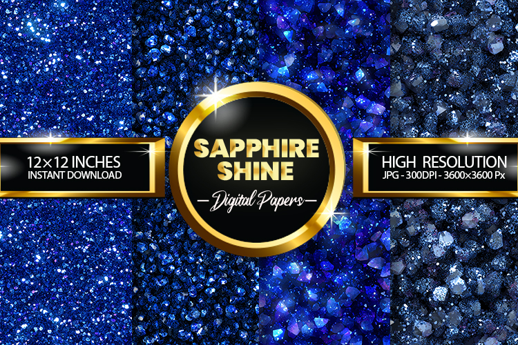 Sapphire Shine Glitter Digital Papers - 04 Variations