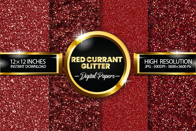 Red Currant Glitter Digital Papers - 04 Variations